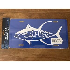 Salt Life Tuna‎ Logo License Plate Tag Royal Blue Fishing Car Accessory NEW